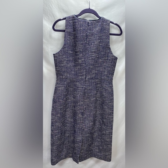 J. Crew Sleeveless Tailored Metallic Blue & Pink Tweed Sleeveless Dress, Size 10 - Picture 2 of 9